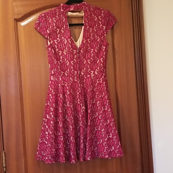 City Studio Lace mini skater sleeveless dress- color red size 6 - Picture 4 of 14